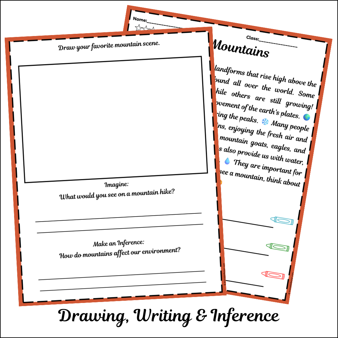 Mountains | Short Reading Comprehension Creative Worksheet