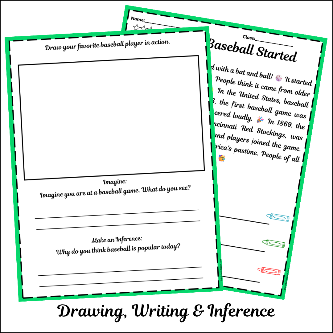 How Baseball Started | Short Reading Comprehension Creative Worksheet