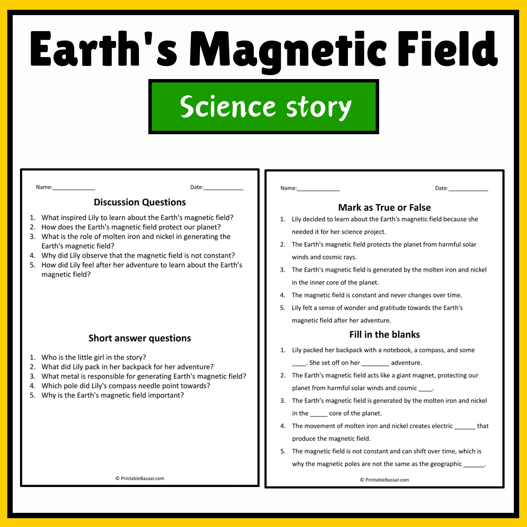 Earth's Magnetic Field | Science Story Reading Comprehension Activity