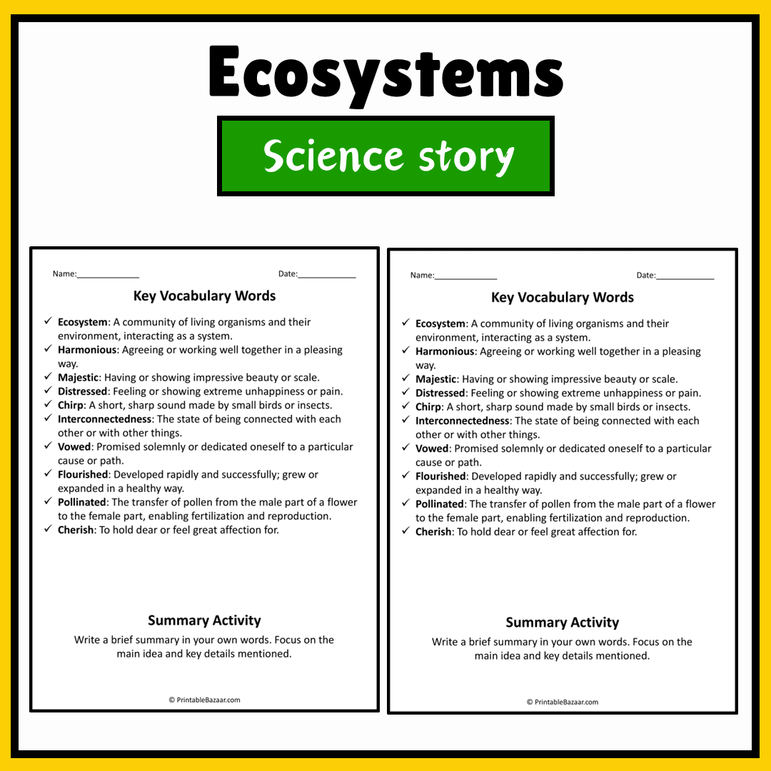 Ecosystems | Science Story Reading Comprehension Activity