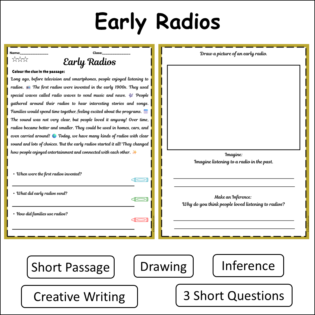 Early Radios | Short Reading Comprehension Creative Worksheet