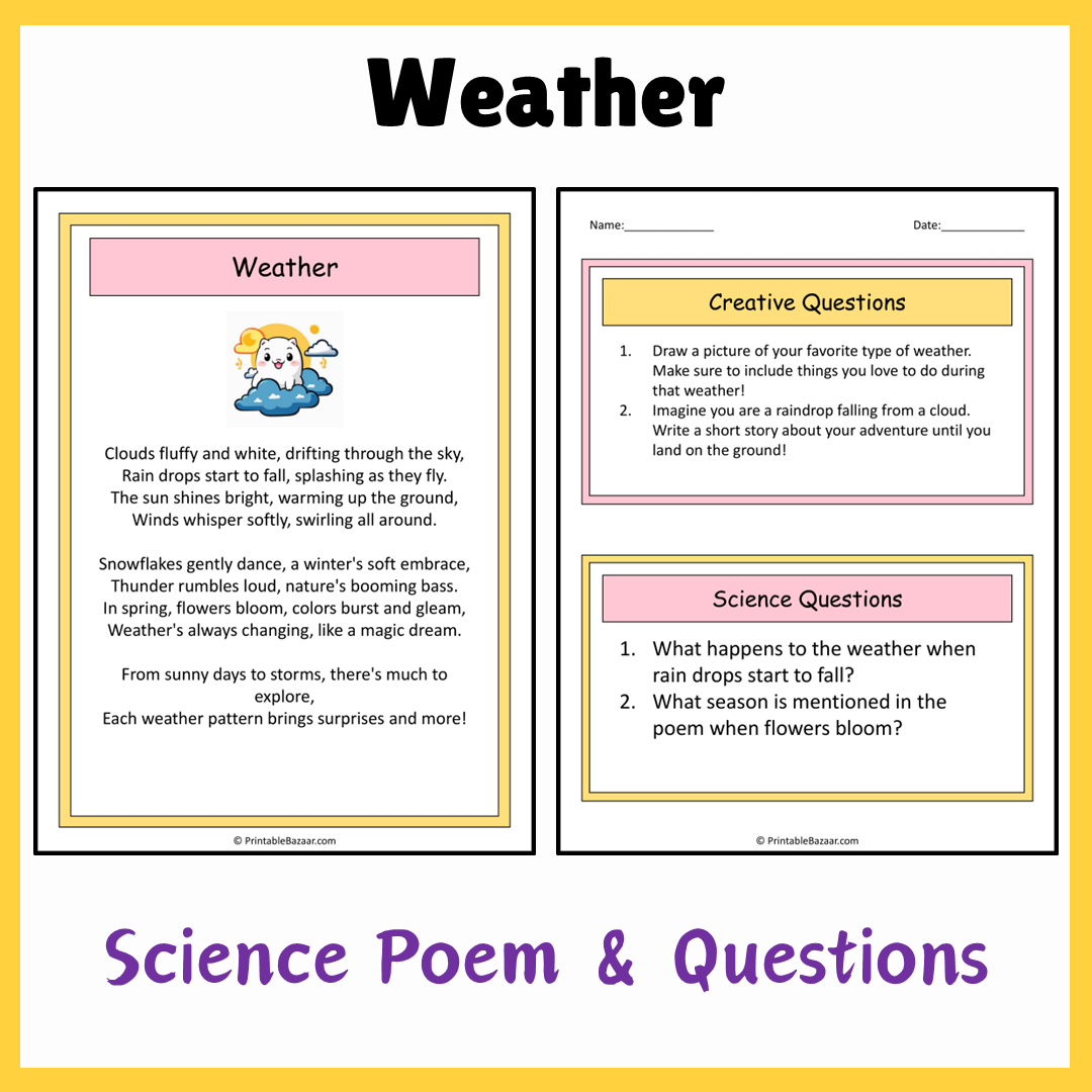 Weather | Science Poem Reading Comprehension Activity