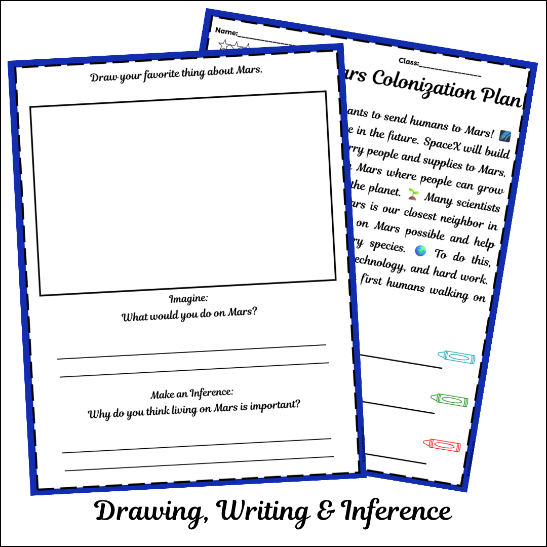 SpaceX Mars Colonization Plan | Short Reading Comprehension Creative Worksheet