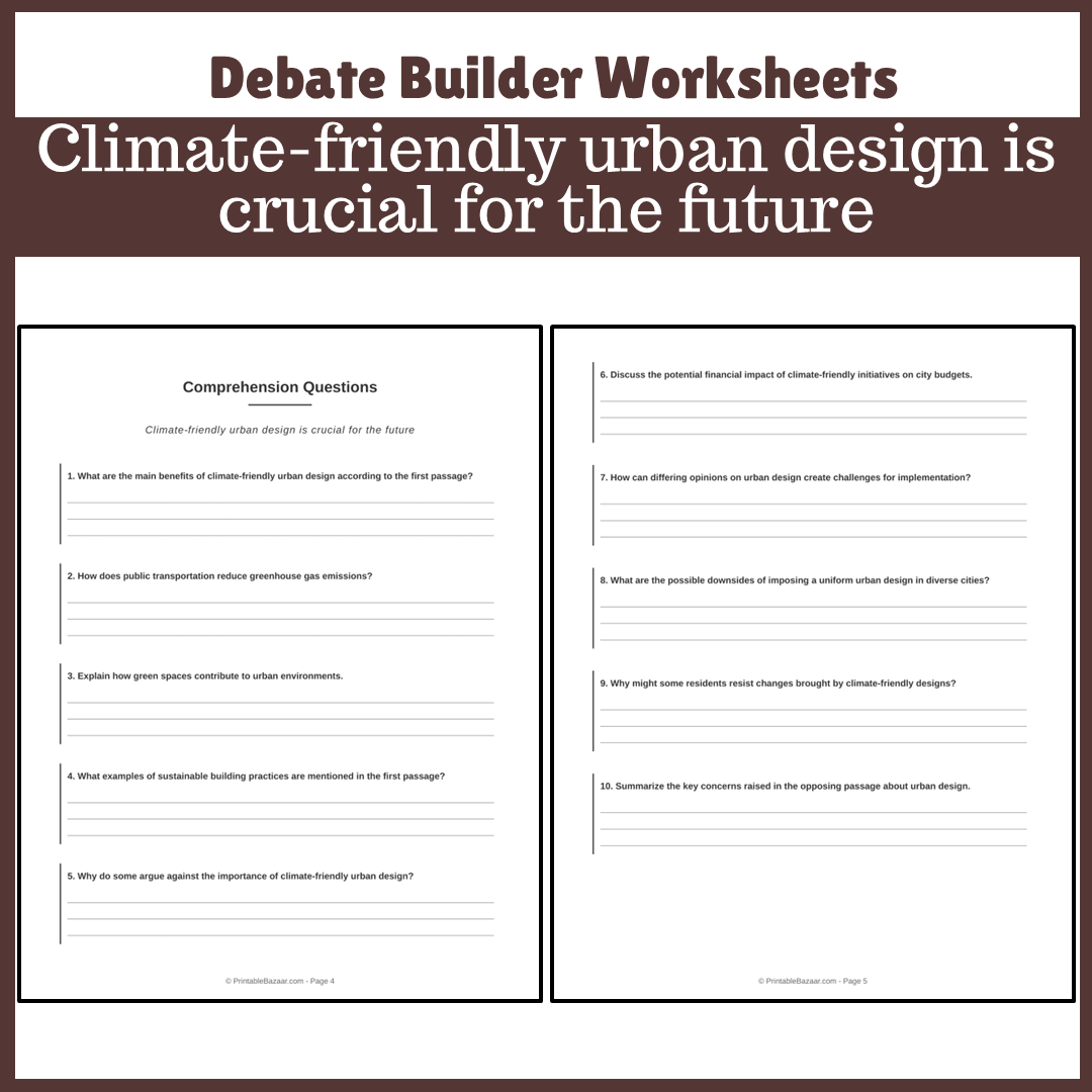 Climate-friendly urban design is crucial for the future | Favour and Against Worksheet Printable Activity