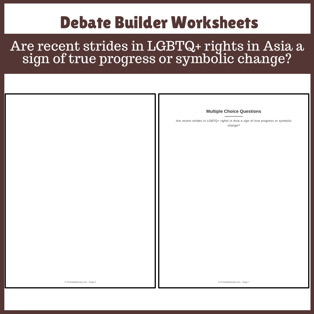 Are recent strides in LGBTQ+ rights in Asia a sign of true progress or symbolic change? | Favour and Against Worksheet Printable Activity