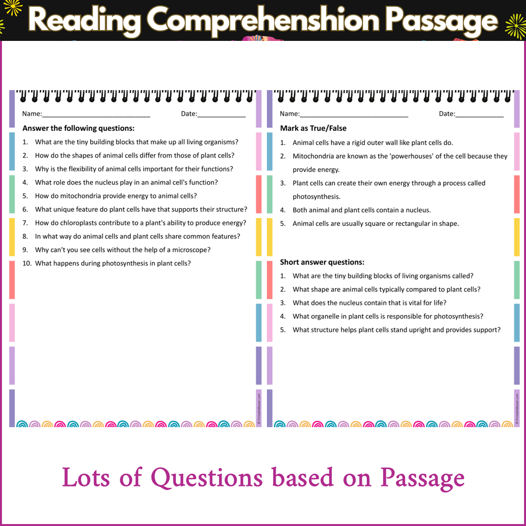 Animal and Plant Cells | Reading Comprehension Passage and Questions