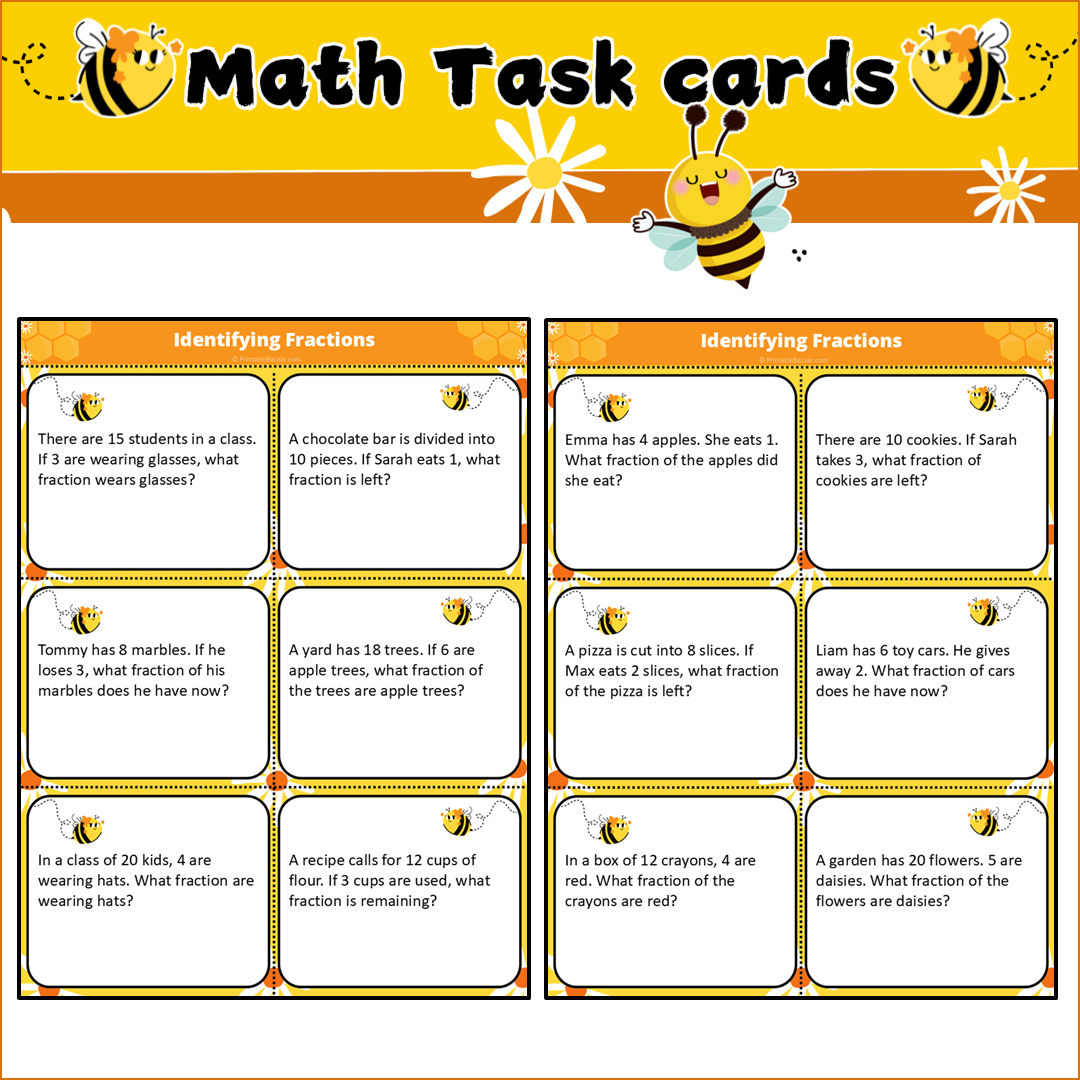 Identifying Fractions | Math Task Cards