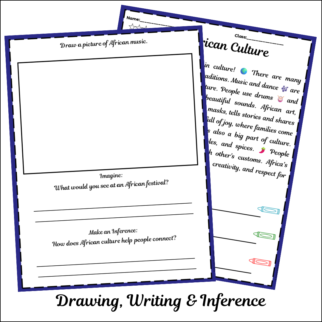 African Culture | Short Reading Comprehension Creative Worksheet