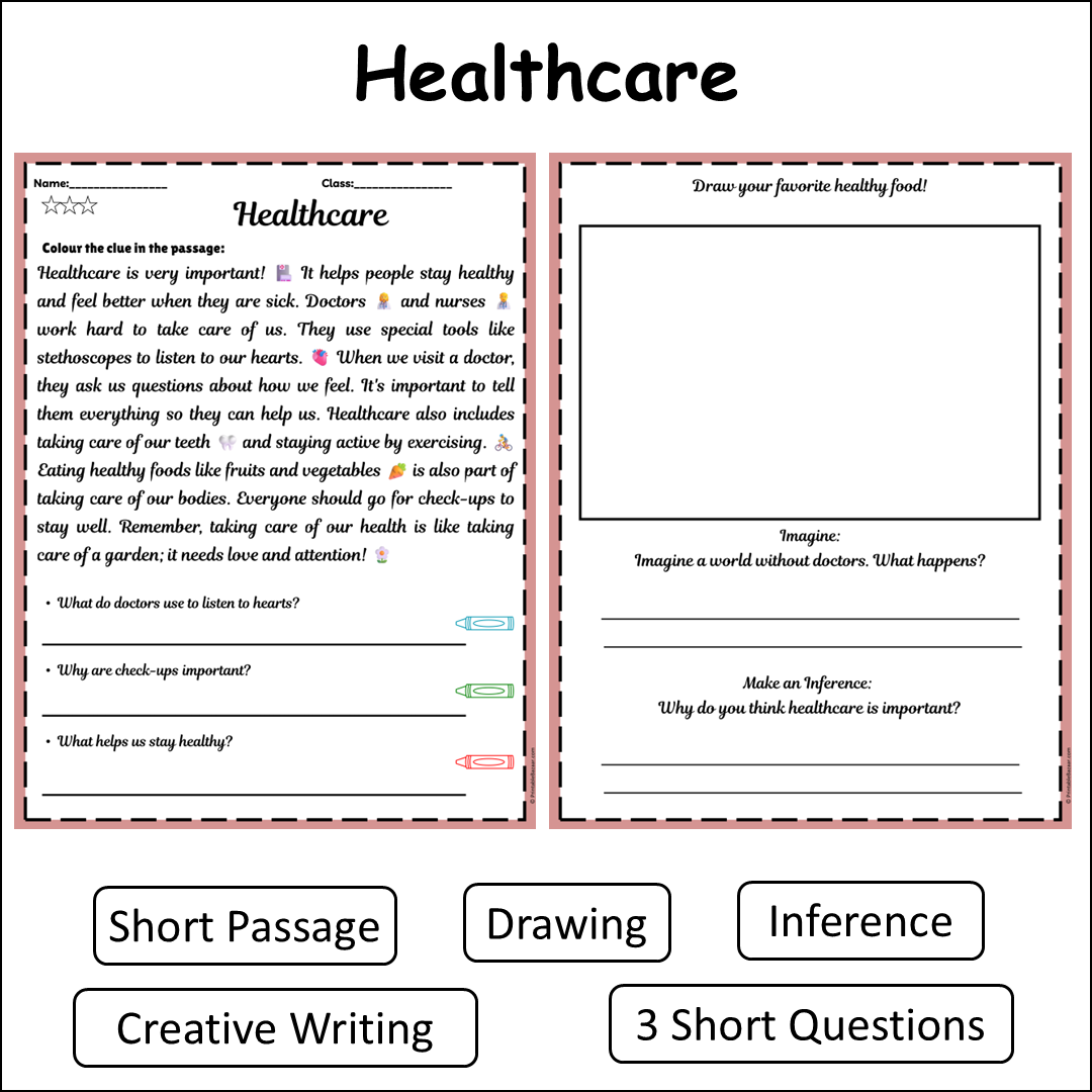 Healthcare | Short Reading Comprehension Creative Worksheet