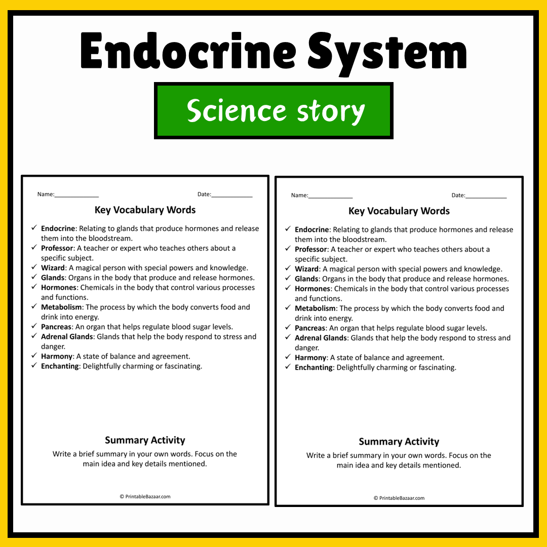 Endocrine System | Science Story Reading Comprehension Activity