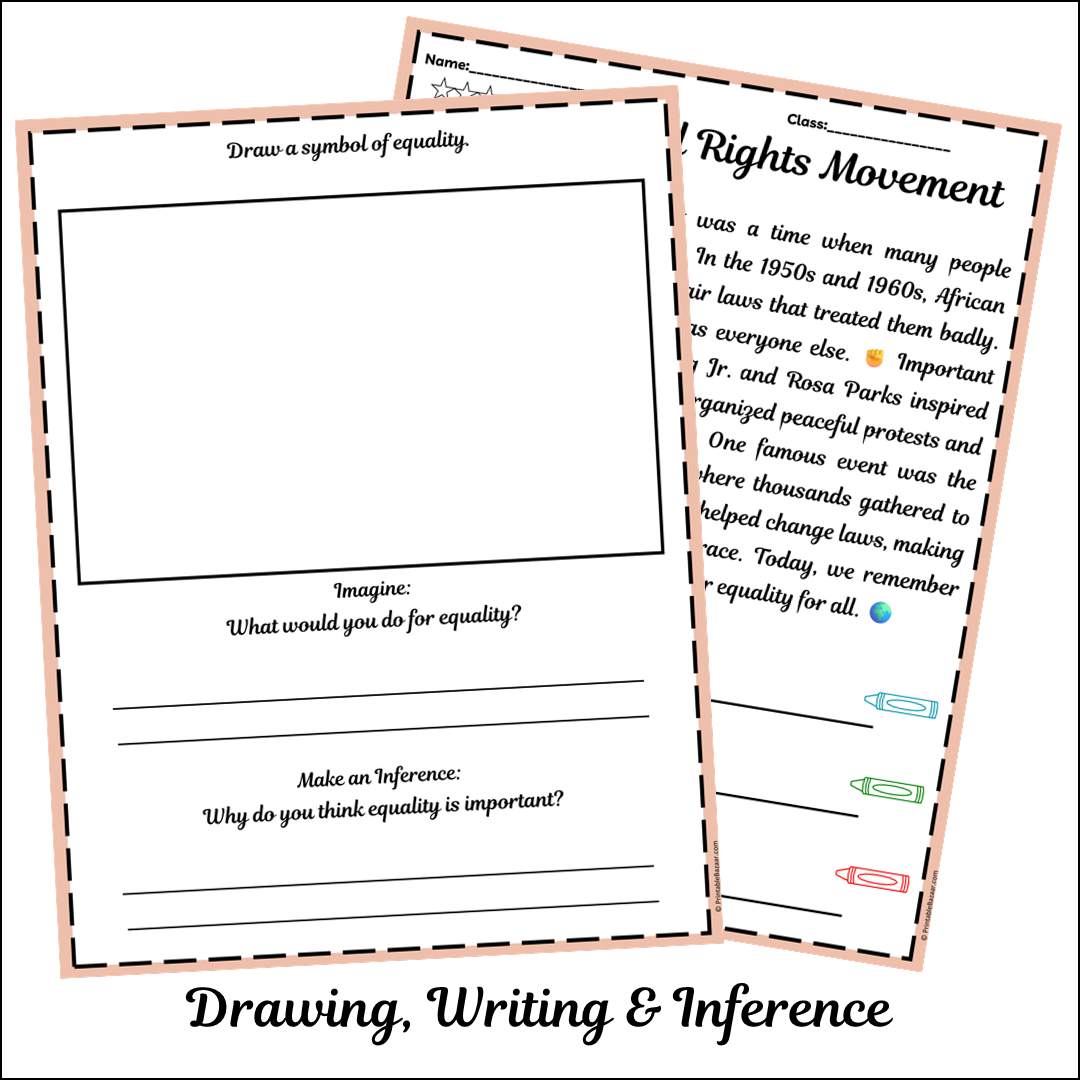 The Civil Rights Movement | Short Reading Comprehension Creative Worksheet