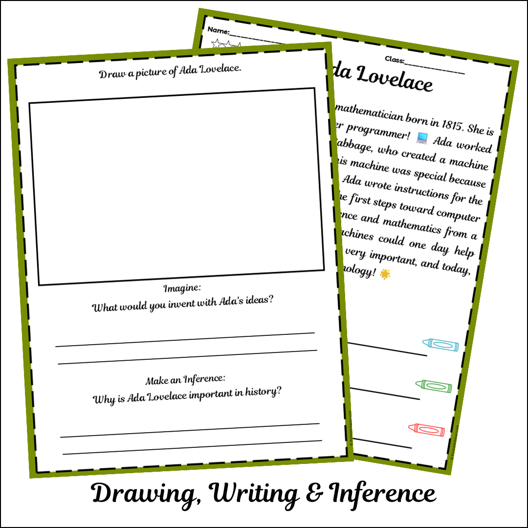 Ada Lovelace | Short Reading Comprehension Creative Worksheet