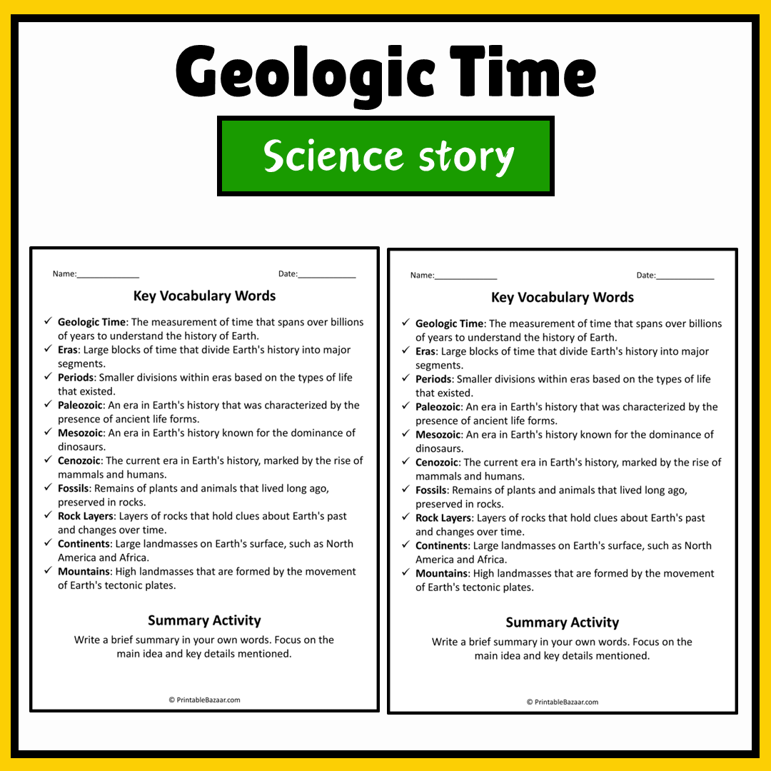 Geologic Time | Science Story Reading Comprehension Activity