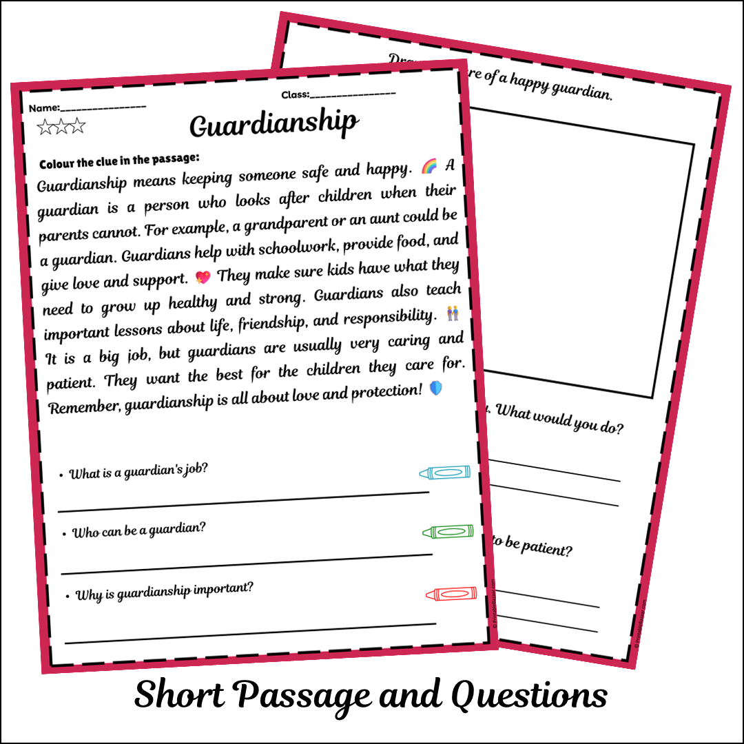 Guardianship | Short Reading Comprehension Creative Worksheet