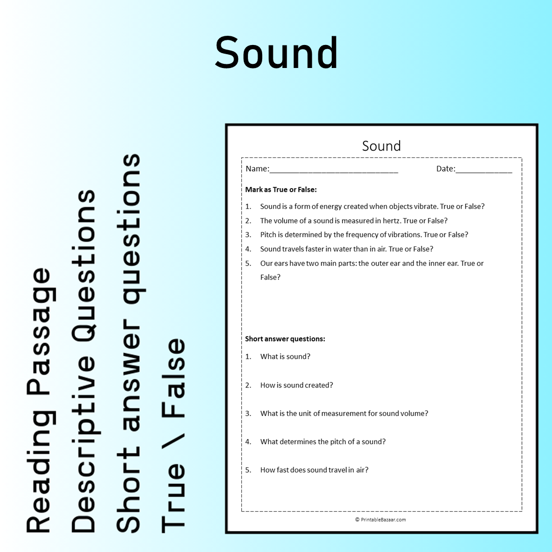 Sound | Reading Comprehension Passage Printable Worksheet