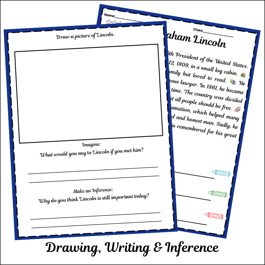 Abraham Lincoln | Short Reading Comprehension Creative Worksheet