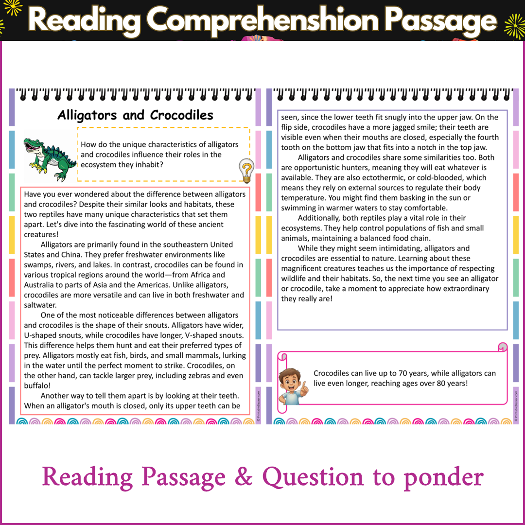Alligators and Crocodiles | Reading Comprehension Passage and Questions