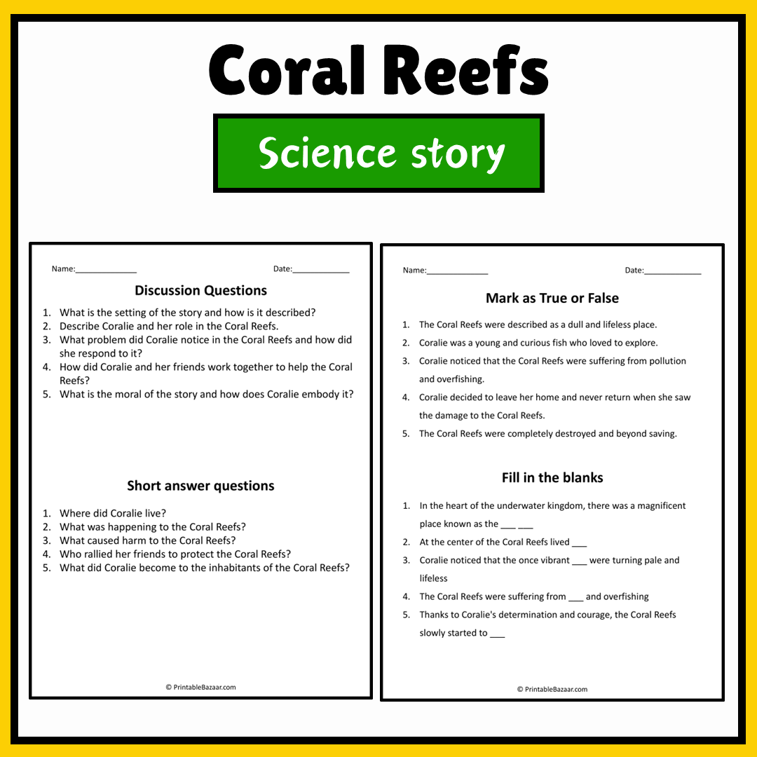 Coral Reefs | Science Story Reading Comprehension Activity