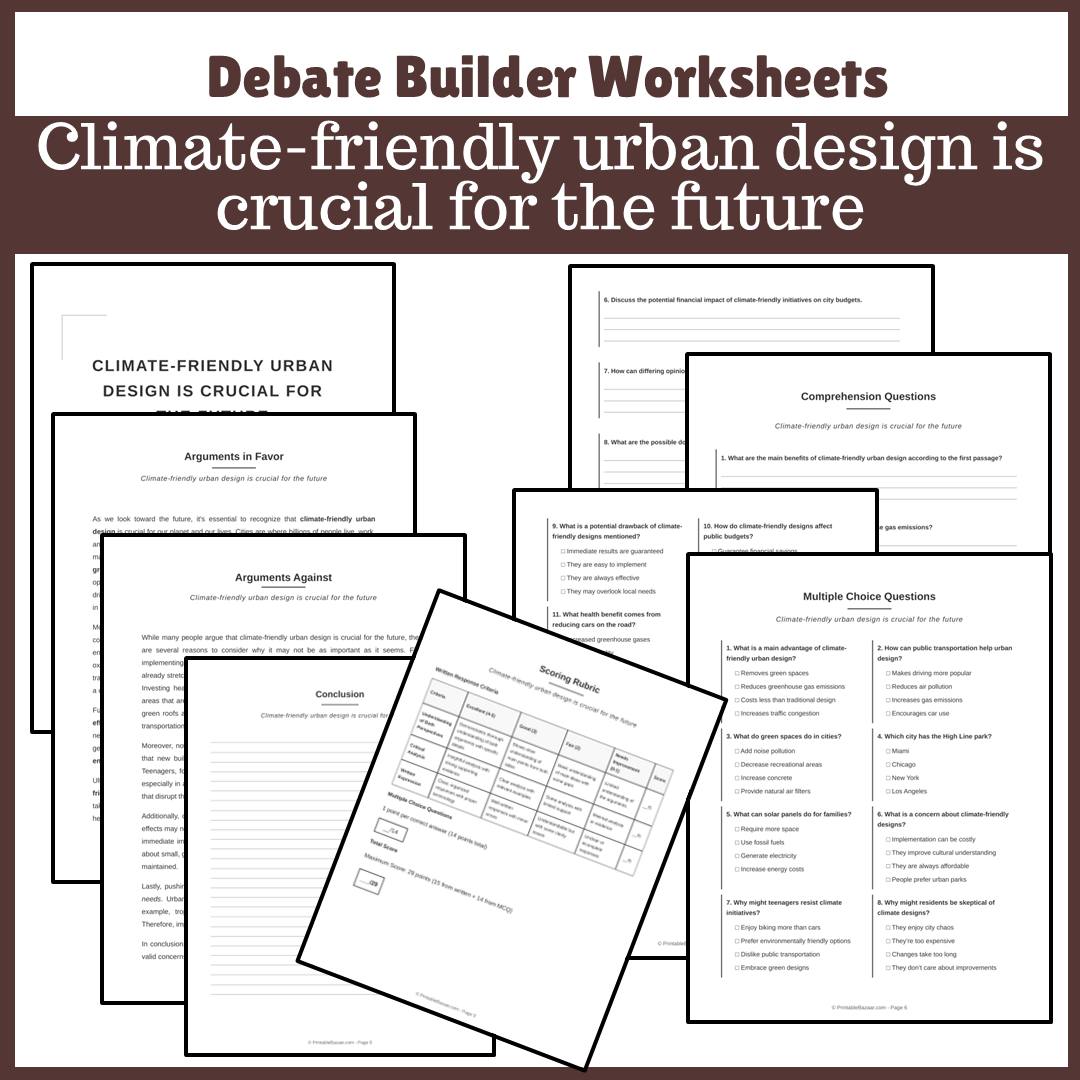 Climate-friendly urban design is crucial for the future | Favour and Against Worksheet Printable Activity
