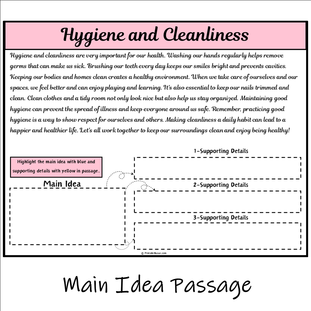 Hygiene and Cleanliness | Main Idea and Supporting Details Reading Passage and Questions
