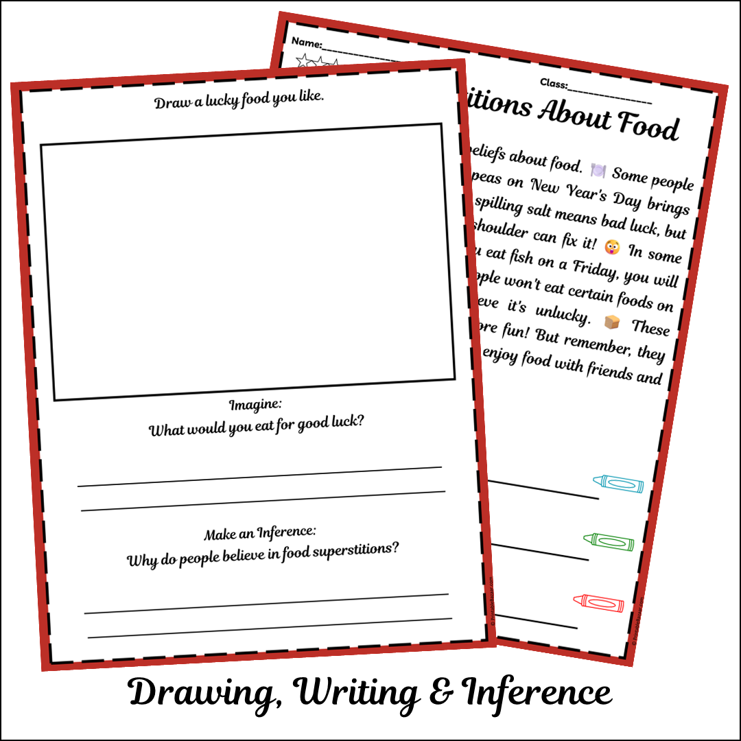 Superstitions About Food | Short Reading Comprehension Creative Worksheet