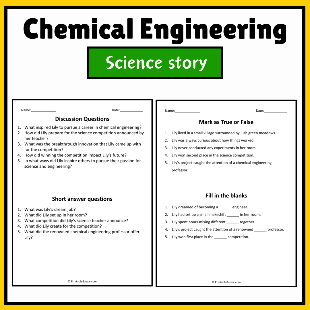 Chemical Engineering | Science Story Reading Comprehension Activity