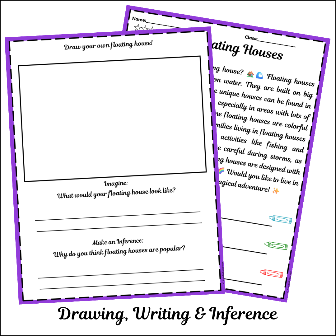 Floating Houses | Short Reading Comprehension Creative Worksheet