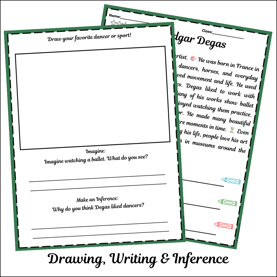 Edgar Degas | Short Reading Comprehension Creative Worksheet