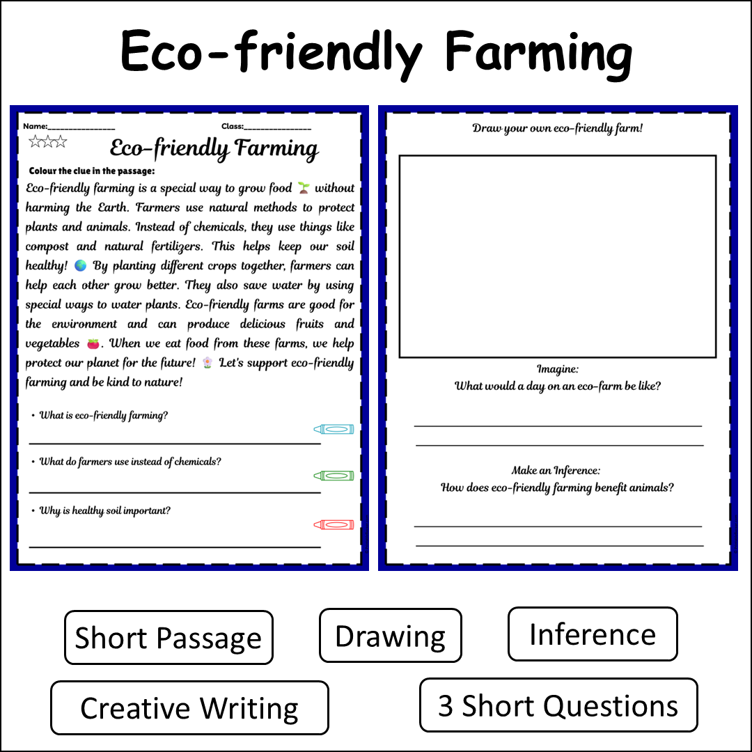 Eco-friendly Farming | Short Reading Comprehension Creative Worksheet