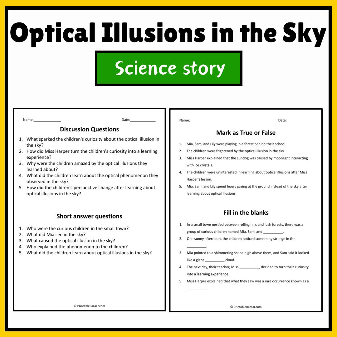 Optical Illusions in the Sky | Science Story Reading Comprehension Activity