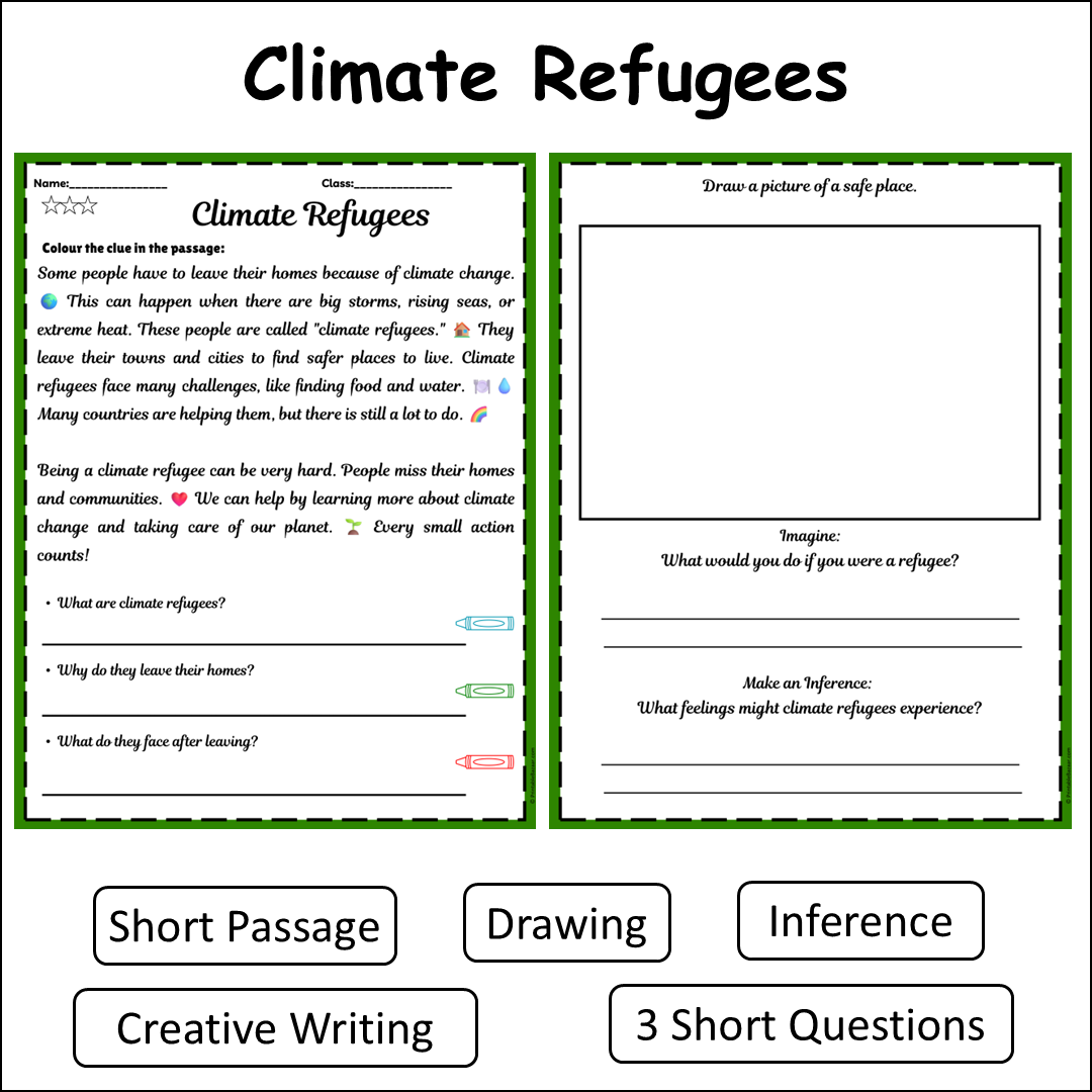 Climate Refugees | Short Reading Comprehension Creative Worksheet