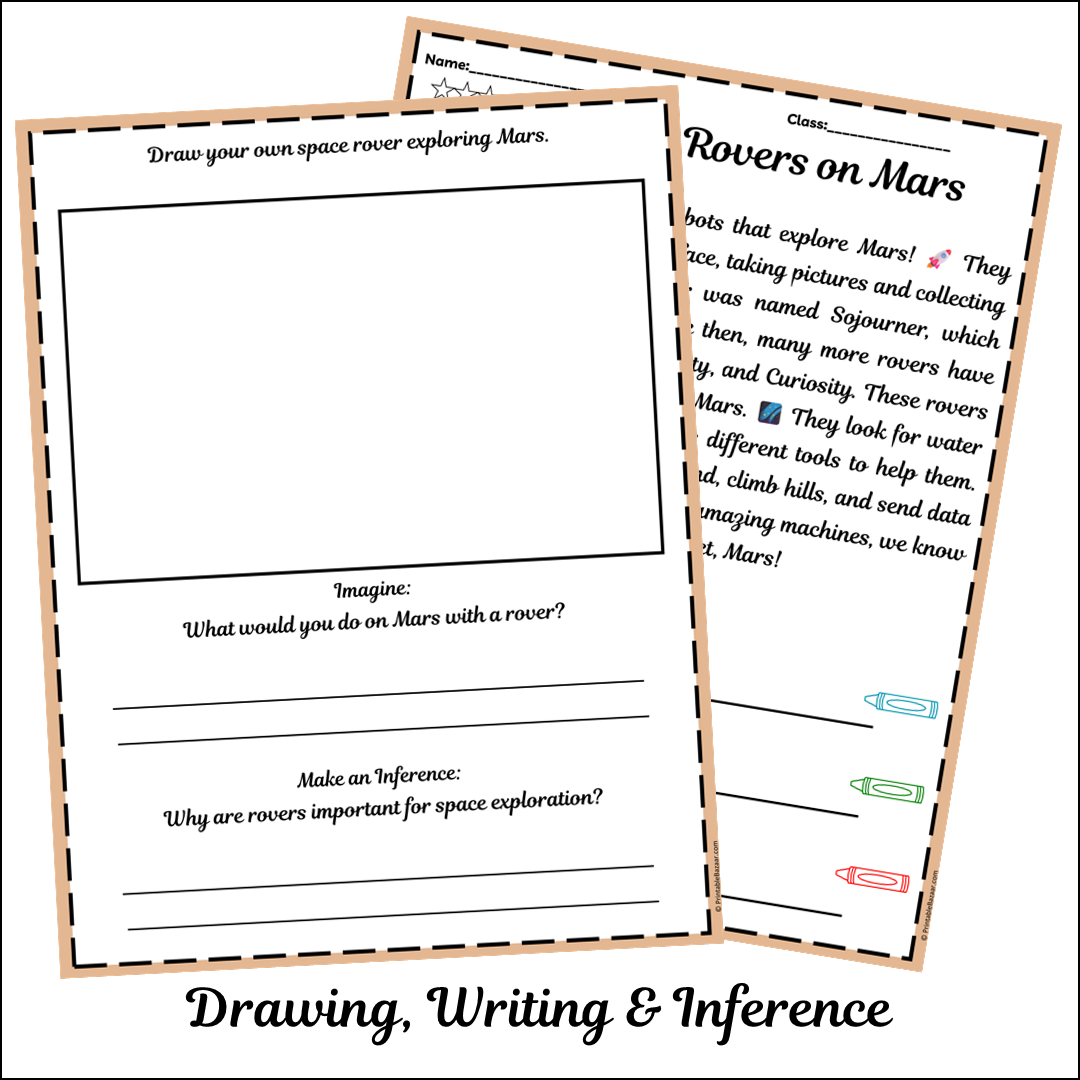 Space Rovers on Mars | Short Reading Comprehension Creative Worksheet