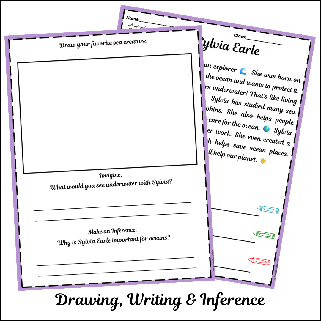 Sylvia Earle | Short Reading Comprehension Creative Worksheet
