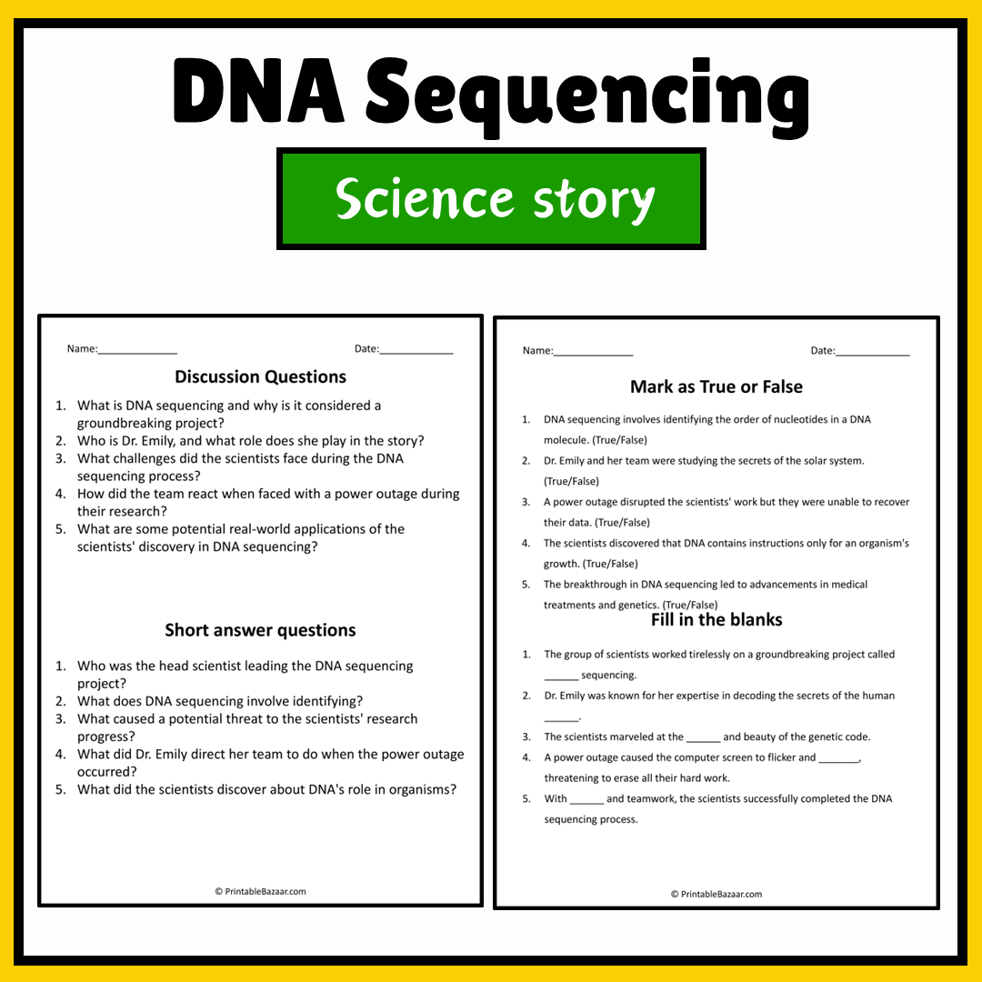 DNA Sequencing | Science Story Reading Comprehension Activity
