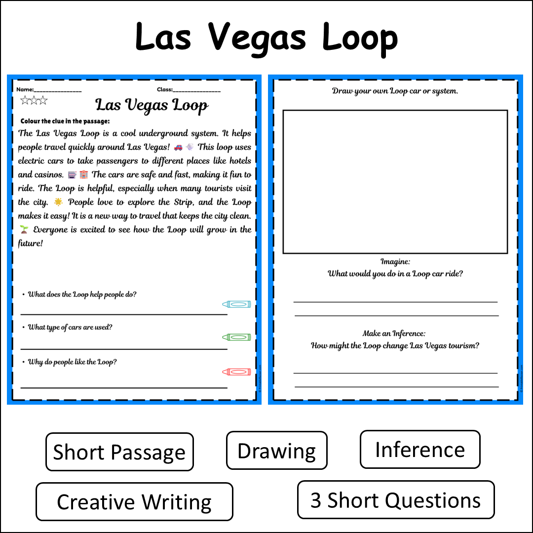 Las Vegas Loop | Short Reading Comprehension Creative Worksheet