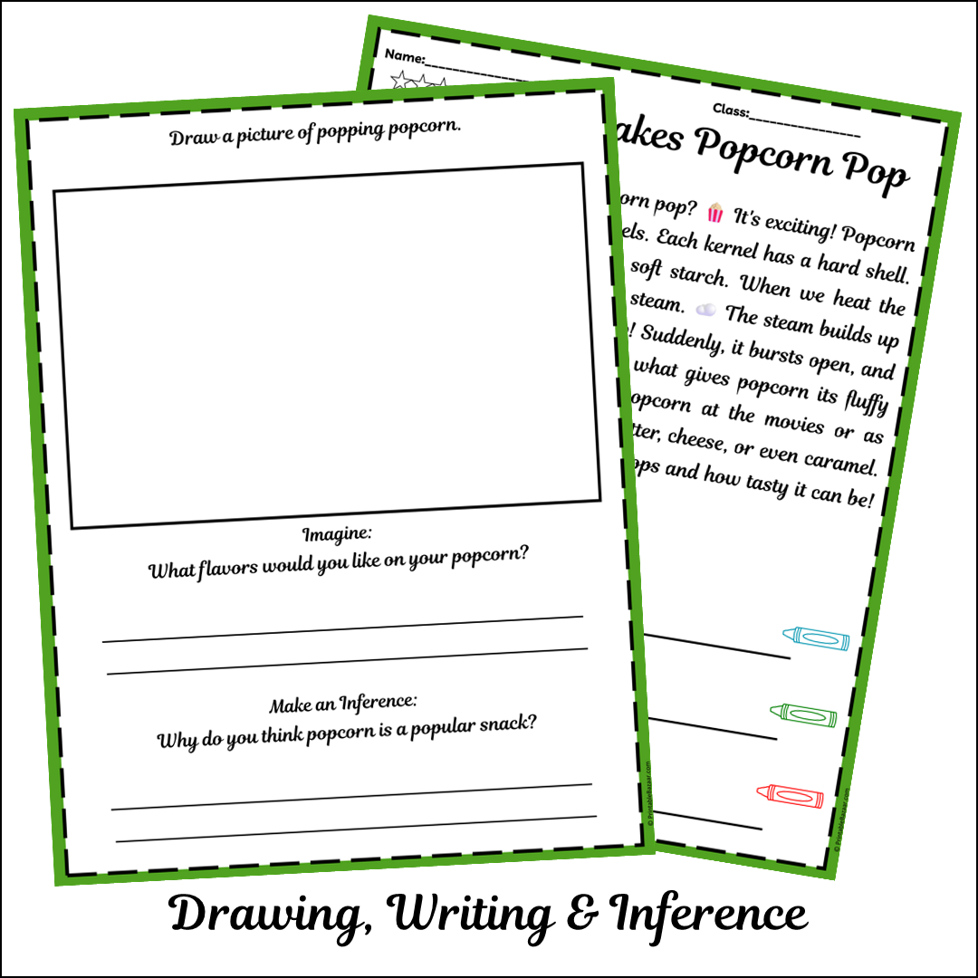 What Makes Popcorn Pop | Short Reading Comprehension Creative Worksheet