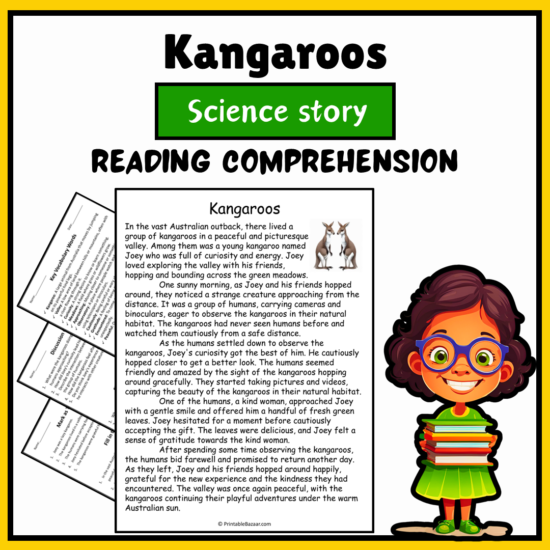 Kangaroos | Science Story Reading Comprehension Activity