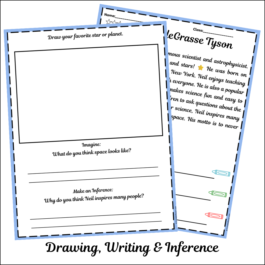 Neil deGrasse Tyson | Short Reading Comprehension Creative Worksheet
