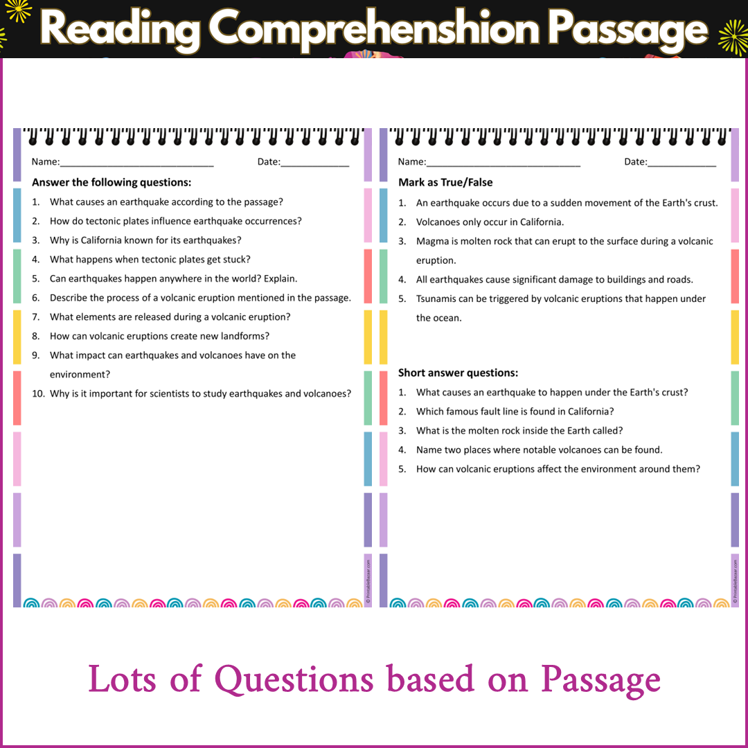 Earthquakes and Volcanoes | Reading Comprehension Passage and Questions