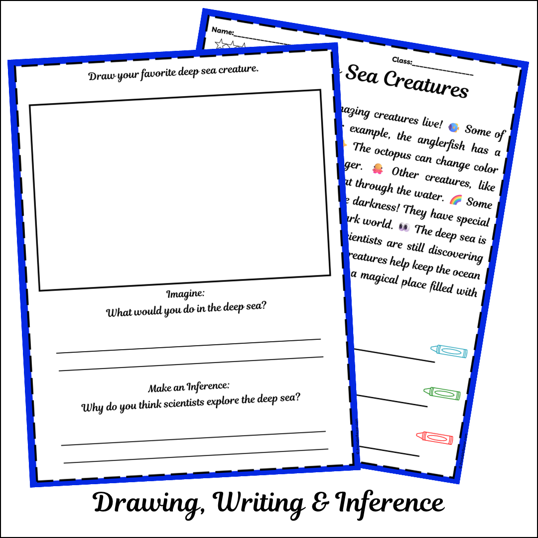 Deep Sea Creatures | Short Reading Comprehension Creative Worksheet