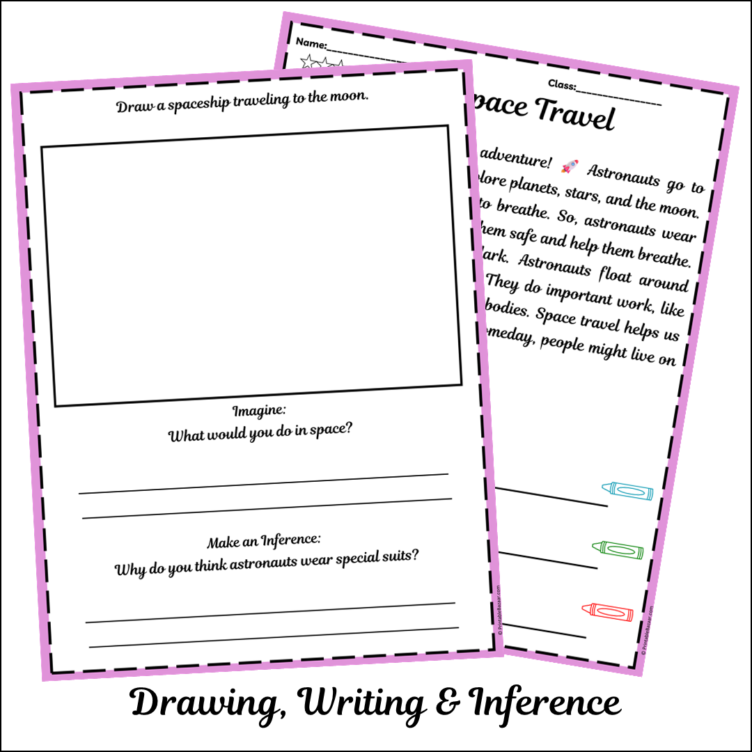Space Travel | Short Reading Comprehension Creative Worksheet