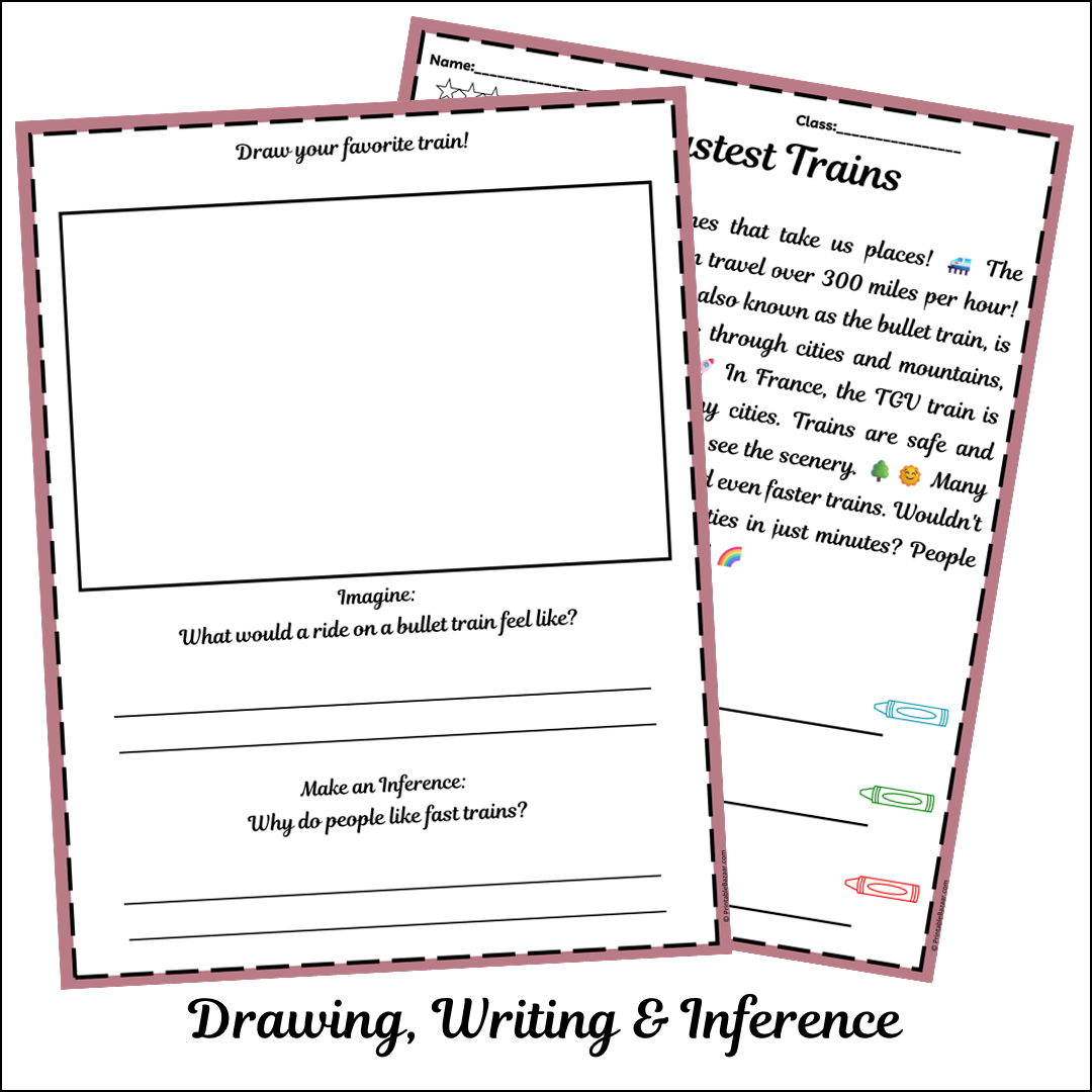Fastest Trains | Short Reading Comprehension Creative Worksheet