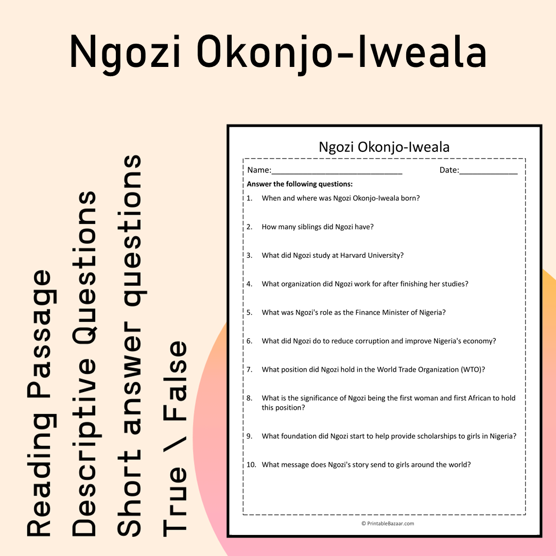 Ngozi Okonjo-Iweala | Reading Comprehension Passage Printable Activity