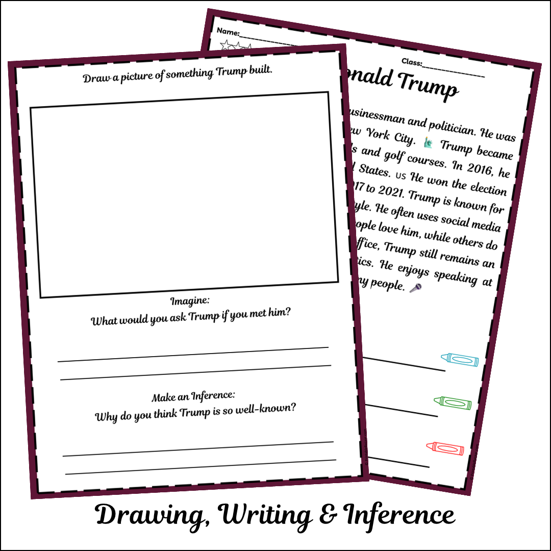 Donald Trump | Short Reading Comprehension Creative Worksheet