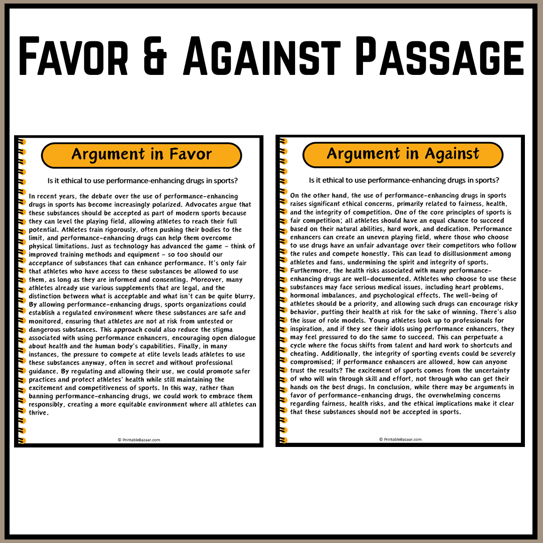 Is it ethical to use performance-enhancing drugs in sports? | Debate Case Study Worksheet
