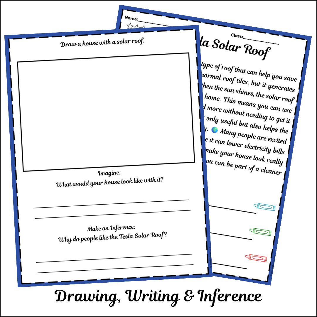 Tesla Solar Roof | Short Reading Comprehension Creative Worksheet