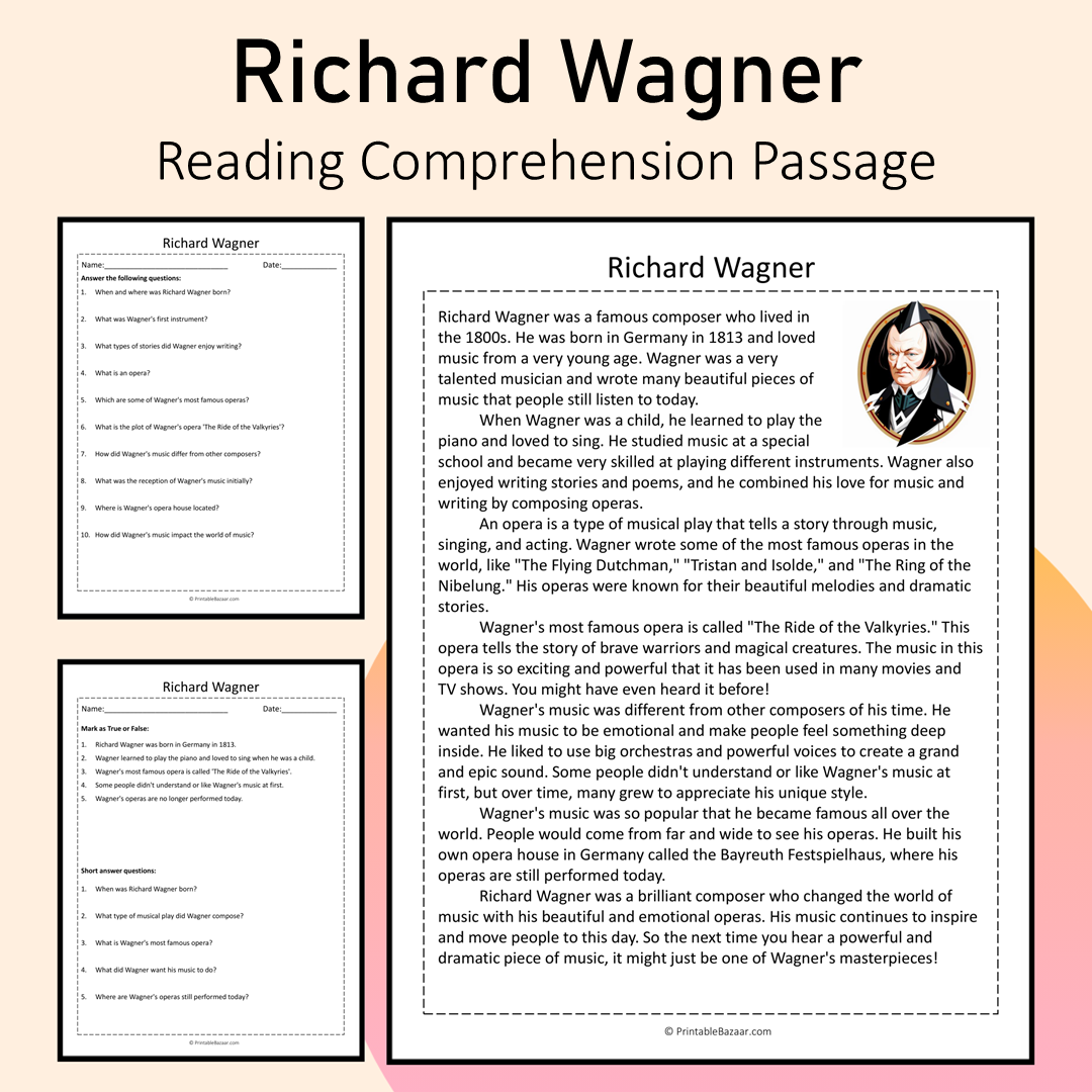 Richard Wagner | Reading Comprehension Passage Printable Activity