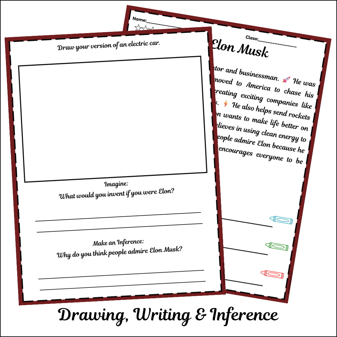 Elon Musk | Short Reading Comprehension Creative Worksheet