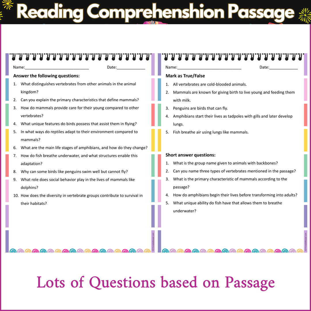 Vertebrates | Reading Comprehension Passage and Questions