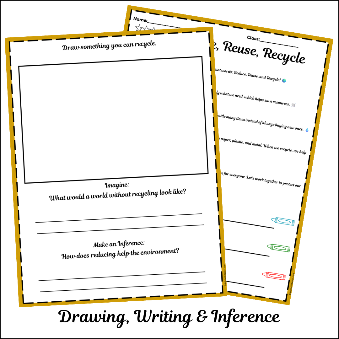 Reduce, Reuse, Recycle | Short Reading Comprehension Creative Worksheet